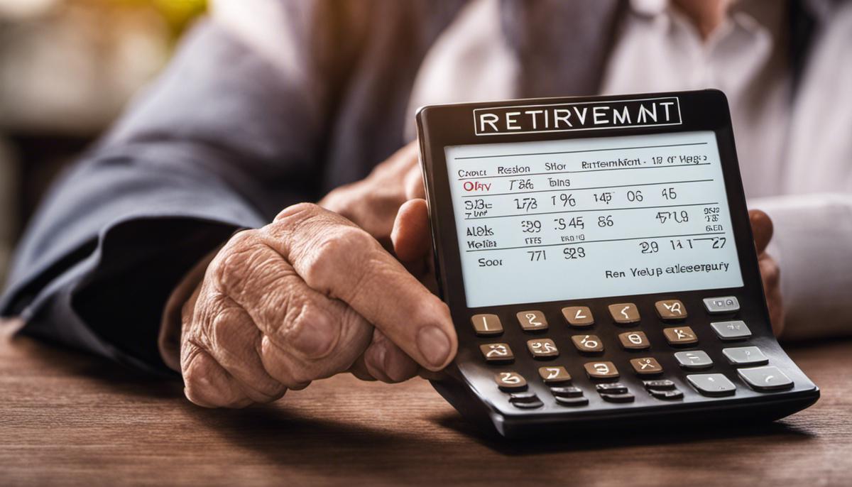 Image of a person holding a retirement calculator, symbolizing the topic of early retirement penalties.