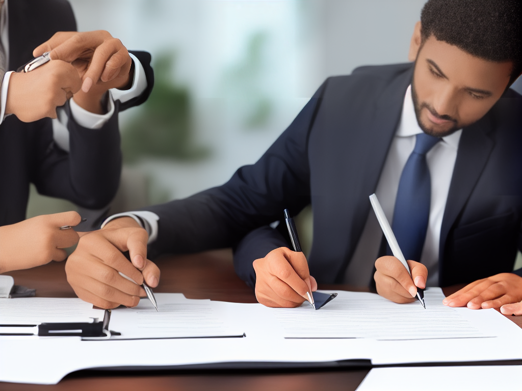 An image of a person creating an estate plan with a lawyer.
