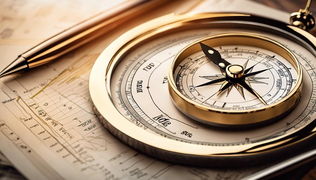 An image of charts and a compass representing the game-changing strategies for retirement investing in 2024