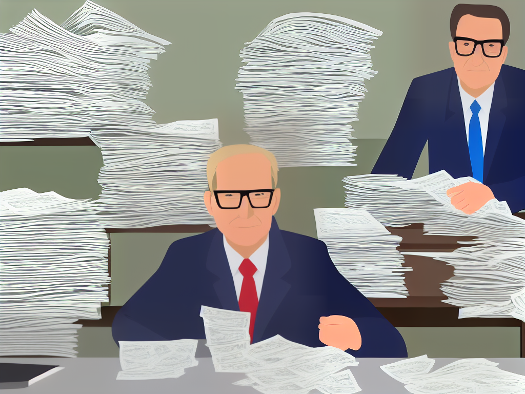 A cartoon image of an older man wearing glasses and sitting at a desk surrounded by stacks of documents and money bags, looking worried and confused, with a speech bubble saying 'How do I understand the rules for Roth IRA withdrawals?'