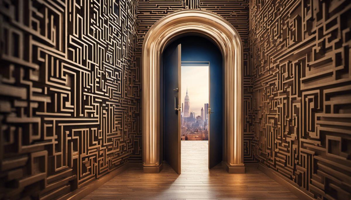 Image illustrating the concept of a Backdoor Roth IRA conversion, depicting a maze with an open door leading into a Roth IRA