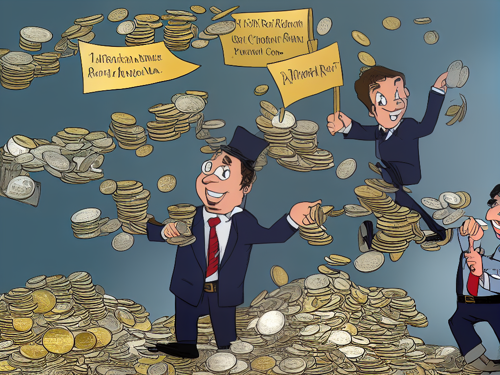 A cartoon of a man with a confused expression, standing between two paths, one pointing to a pile of coins with the word 'Roth IRA' and the other pointing to a pile of coins with the word 'Traditional IRA', with a big arrow pointing towards 'Roth IRA'.